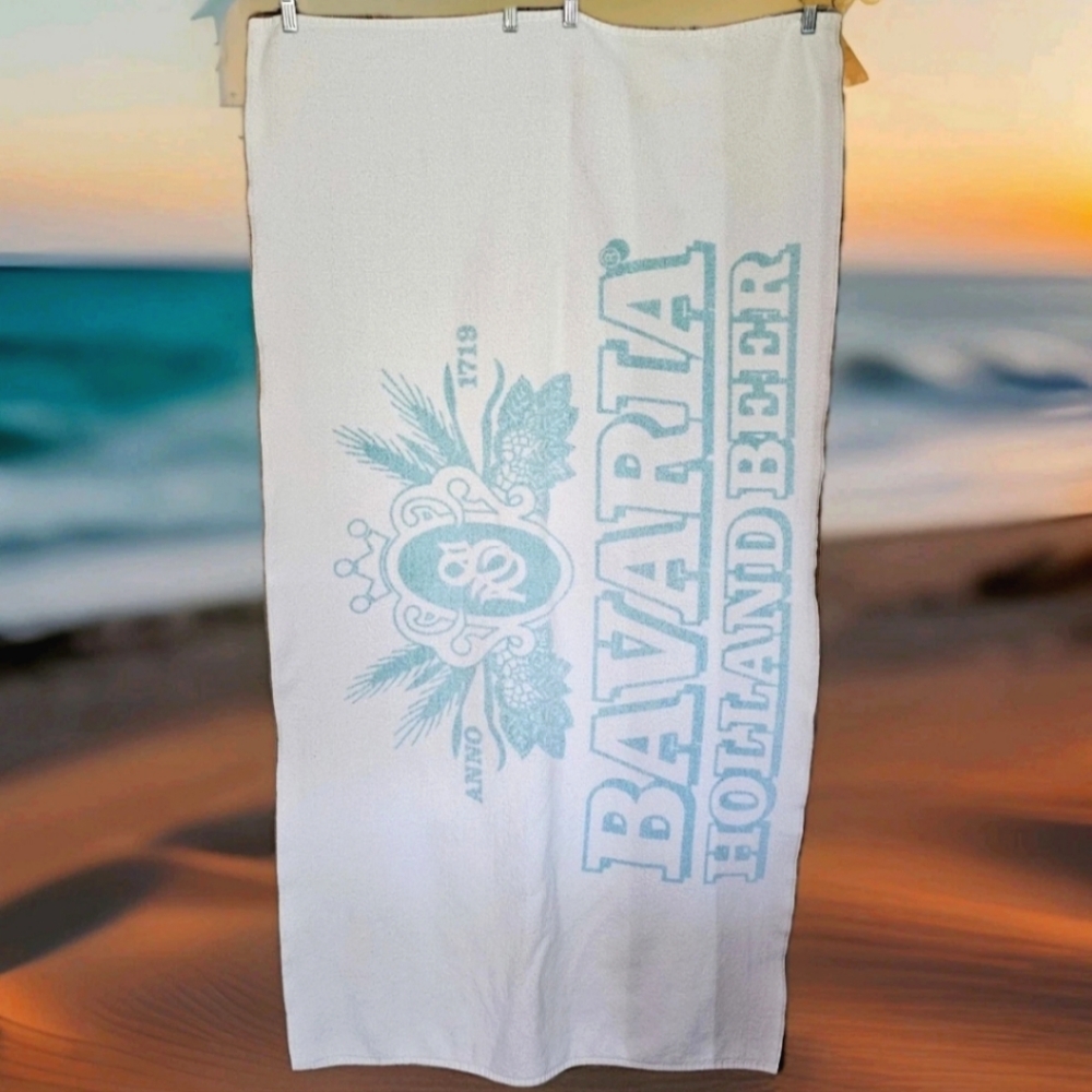 Rare Vtg Bavaria Holland Beer Promo Beach Towel Made In USA 1888 Mills READ